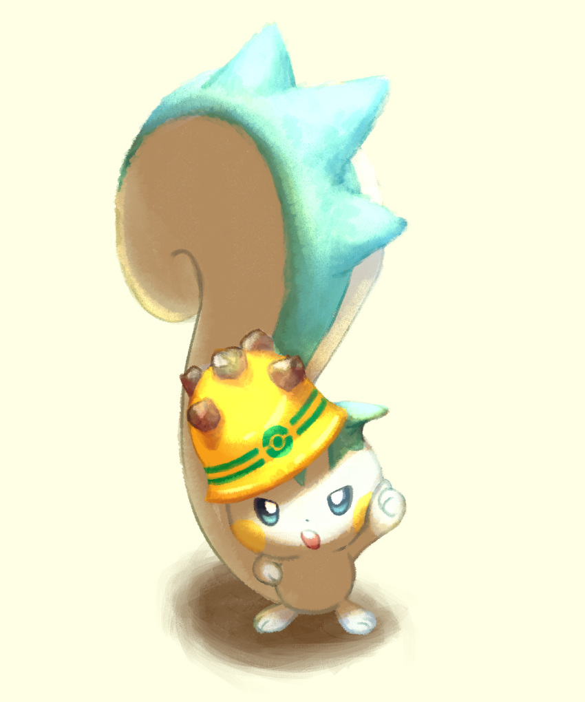 :o, animal_focus, arm_up, blue_eyes, commentary_request, highres, no_humans, pachirisu