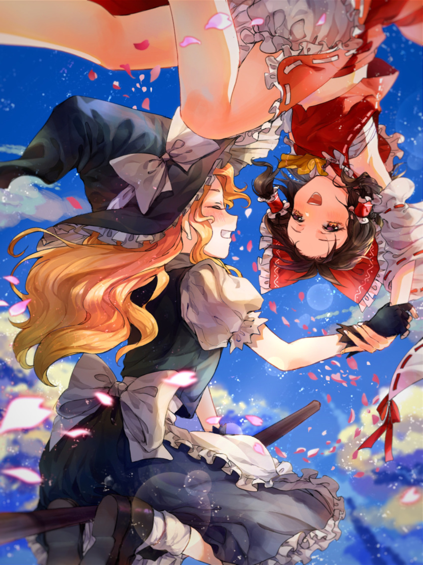 2girls, absurdres, aihara-rina, apron, armpits, ascot, bare_legs, black_footwear