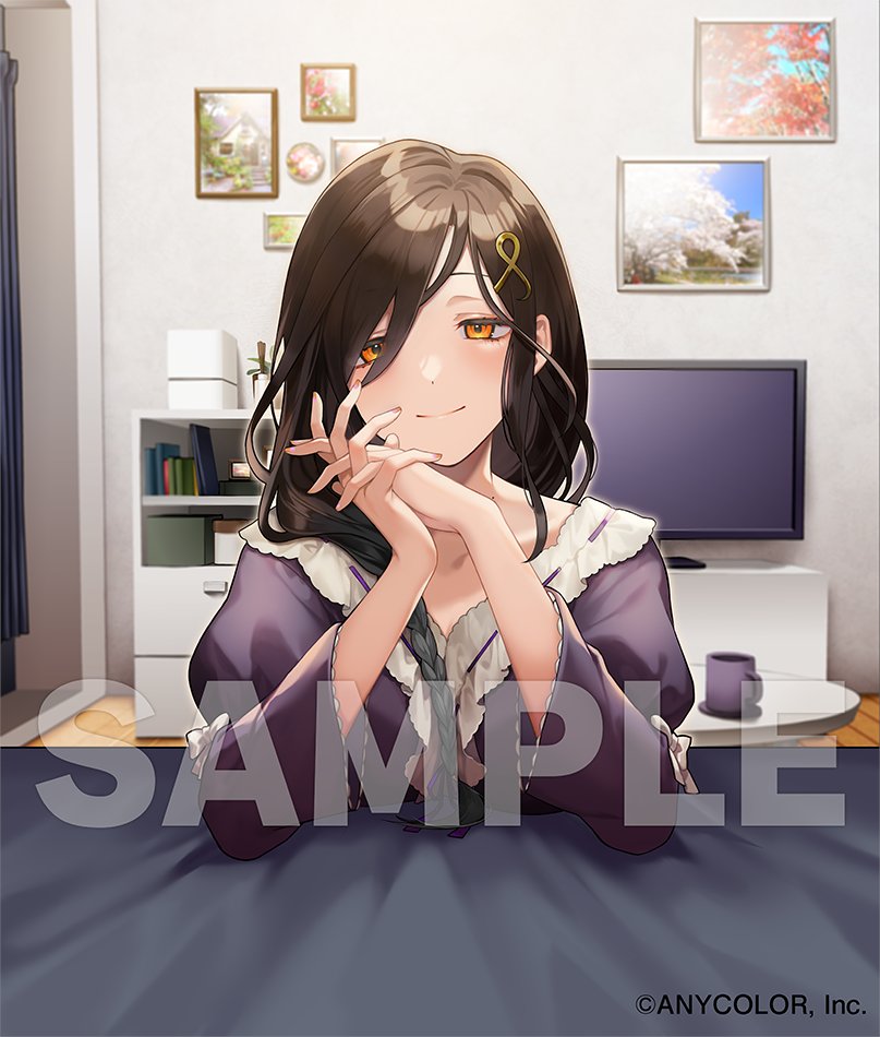 1girl, arisato_yui, bed, bedroom, bedside, black_hair, book, box