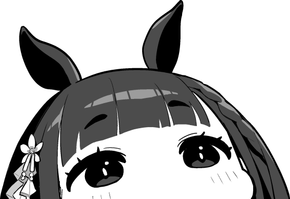 1girl, animal_ears, azur_lane, azur_lane:_slow_ahead, black_hair, chibi, daisen_(azur_lane), greyscale