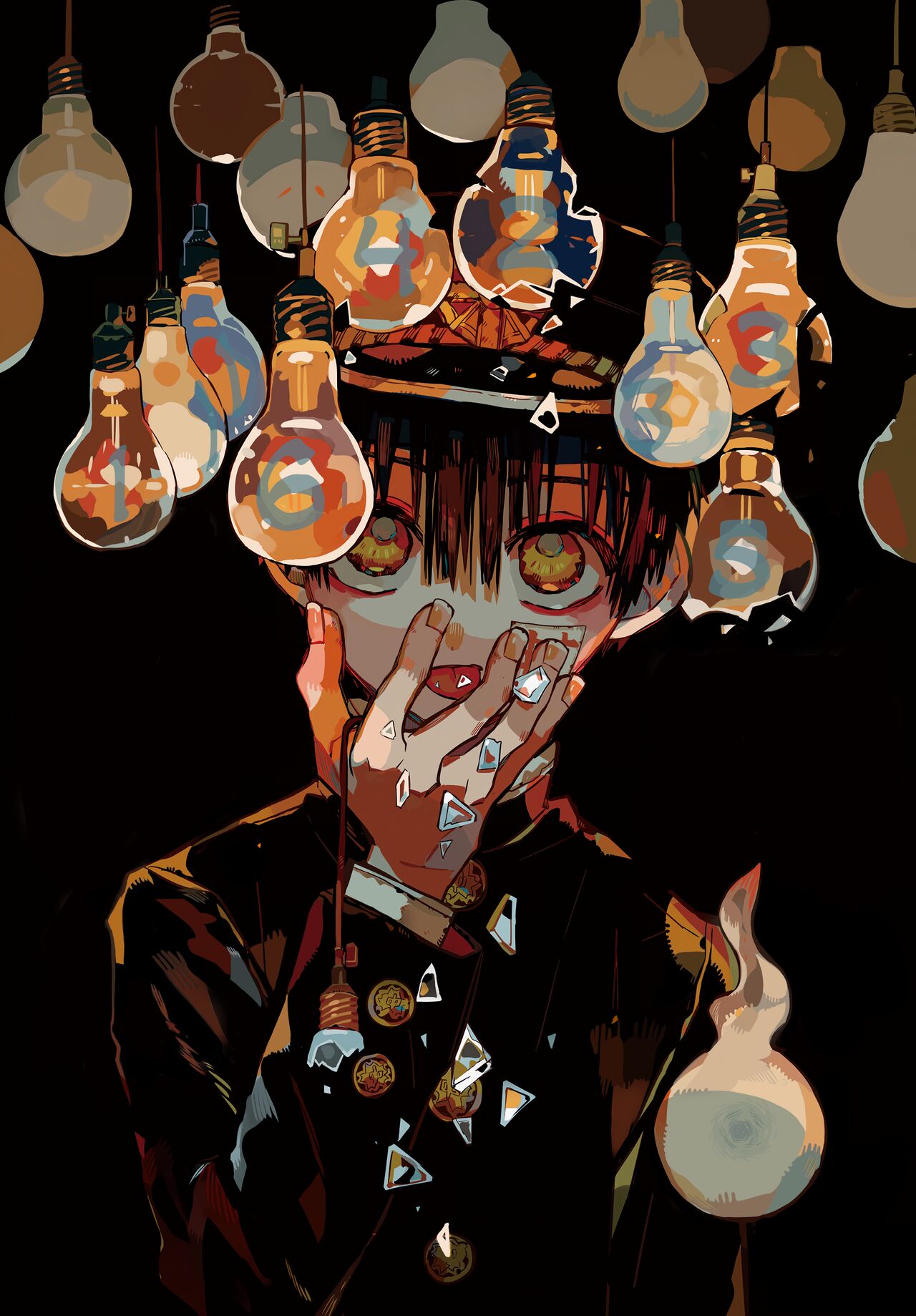 1boy, :p, arm_at_side, bishounen, black_background, black_hat, black_jacket, blending