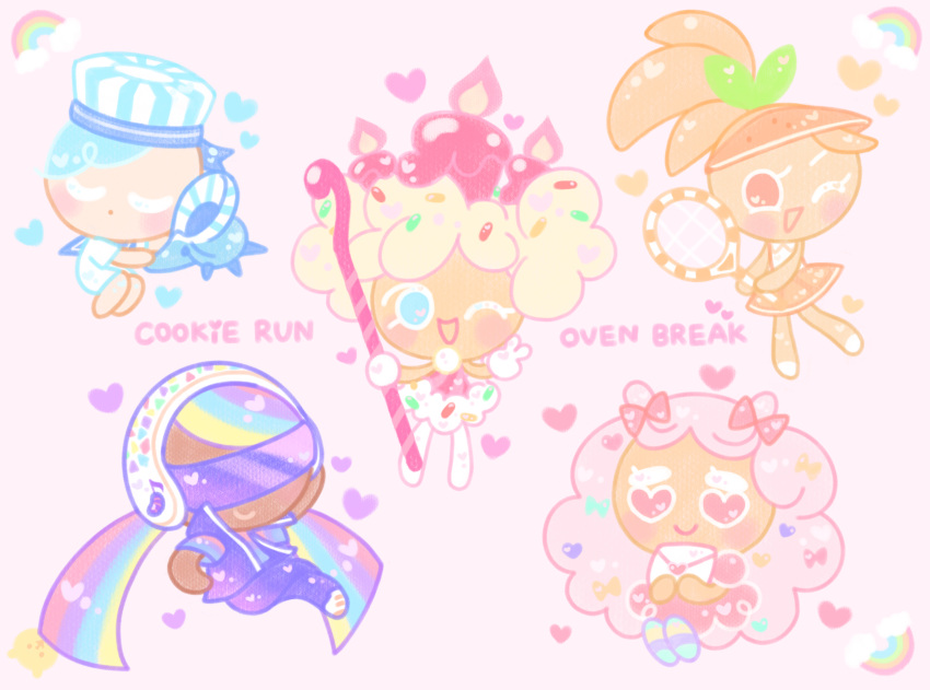 2others, 3girls, androgynous, birthday_cake_cookie, blonde_hair, blue_eyes, blue_hair, blush