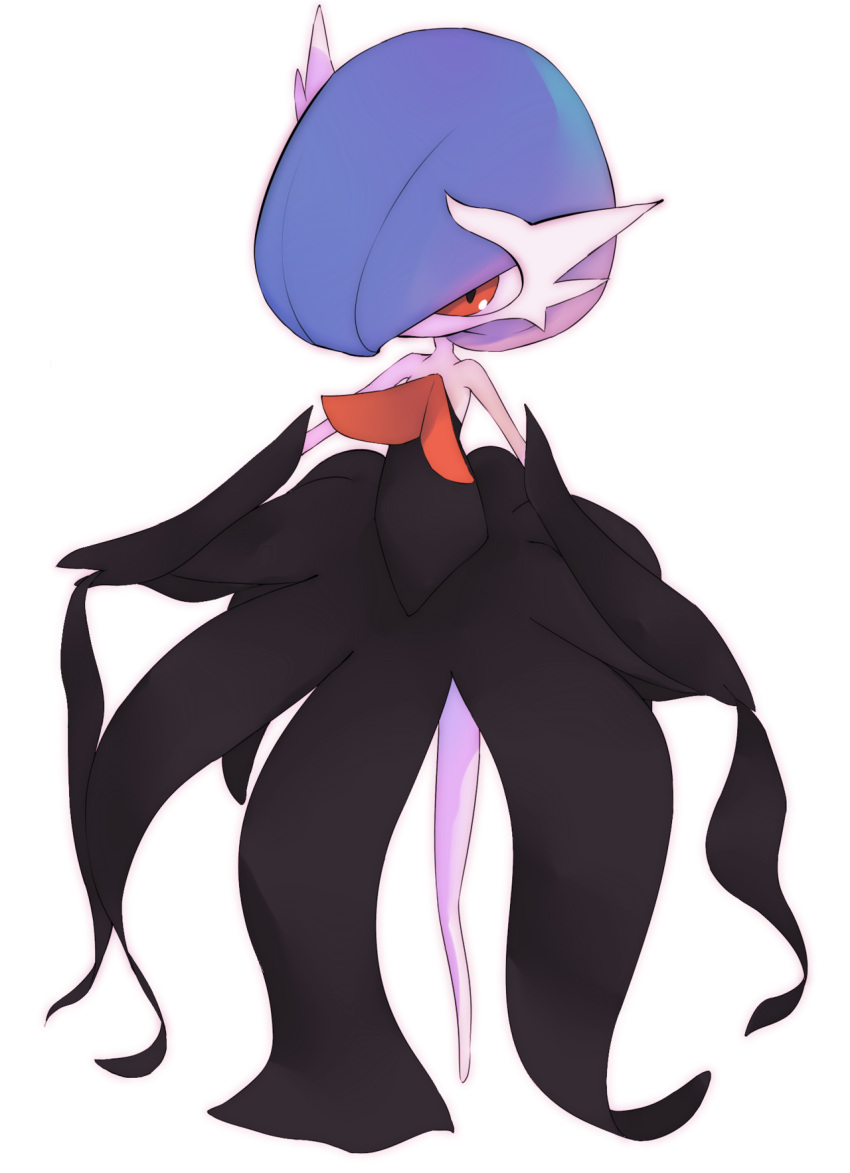 alternate_color, black_dress, black_gloves, blue_hair, bob_cut, colored_skin, cones_(c0_nes), dress