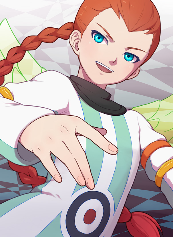 androgynous, blue_eyes, braid, face, foreshortening, hands, inazuma_eleven, inazuma_eleven_(series)