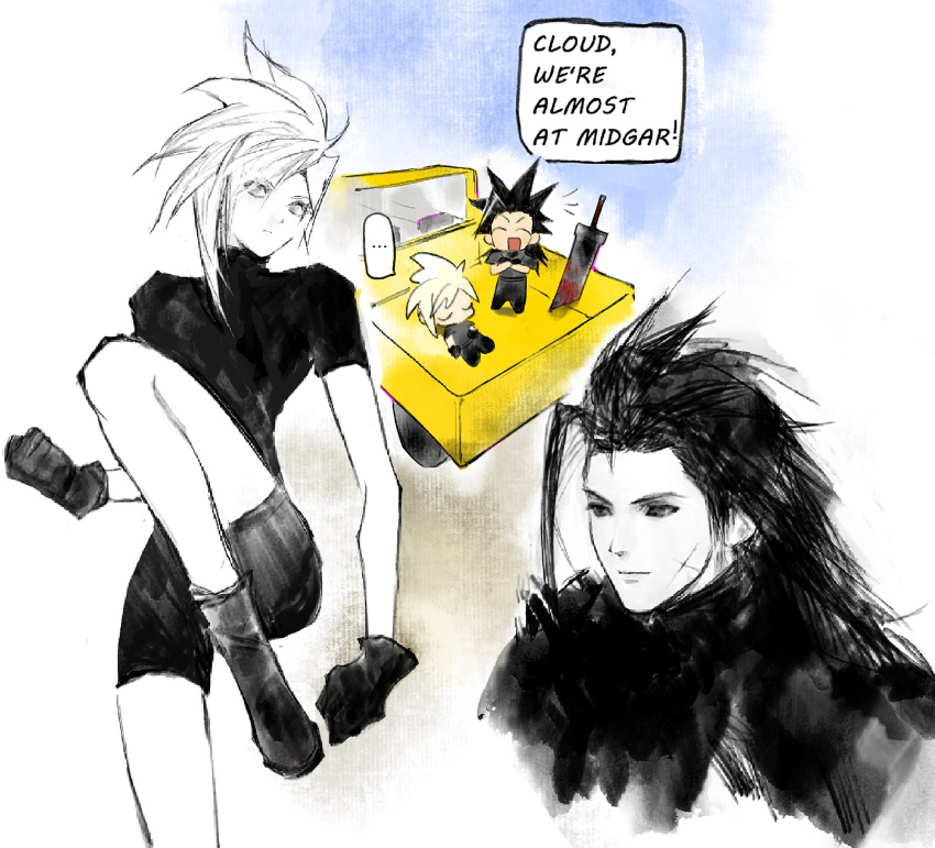 ..., 2boys, armor, bike_shorts, black_gloves, black_hair, black_shirt, black_shorts