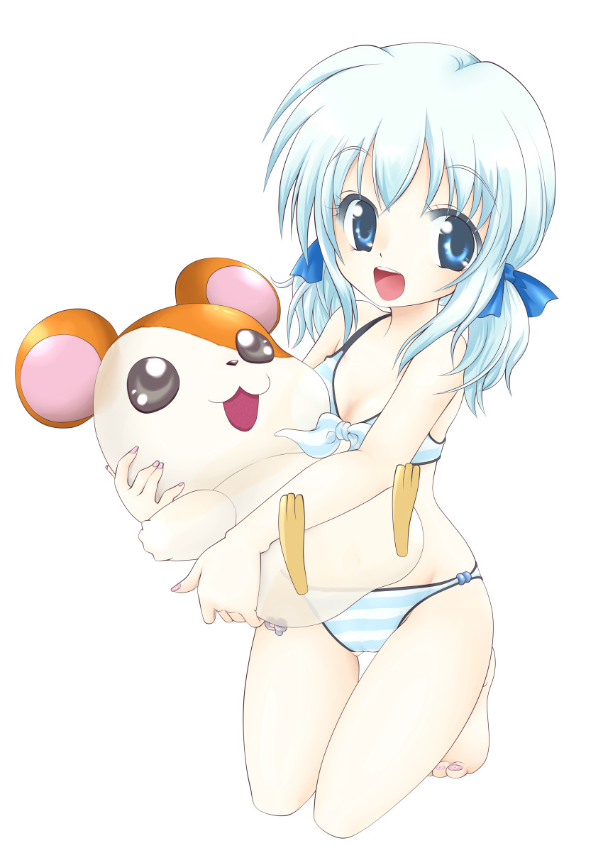 bijou, bikini, blue_eyes, blue_hair, hamster, hamtaro, hamtaro_(hamtaro), highres