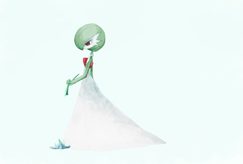 bob_cut, colored_skin, dress, flower, from_side, gardevoir, green_hair, green_skin