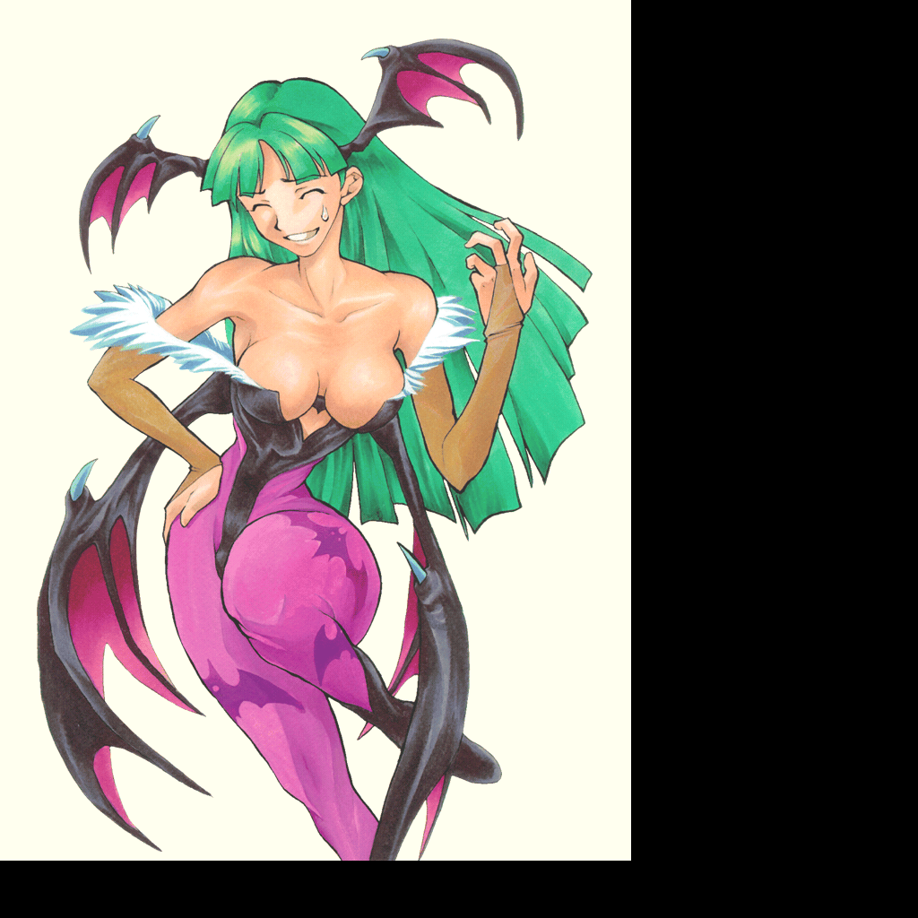 boots, breasts, capcom, darkstalkers, full_body, game_console, green_eyes, green_hair