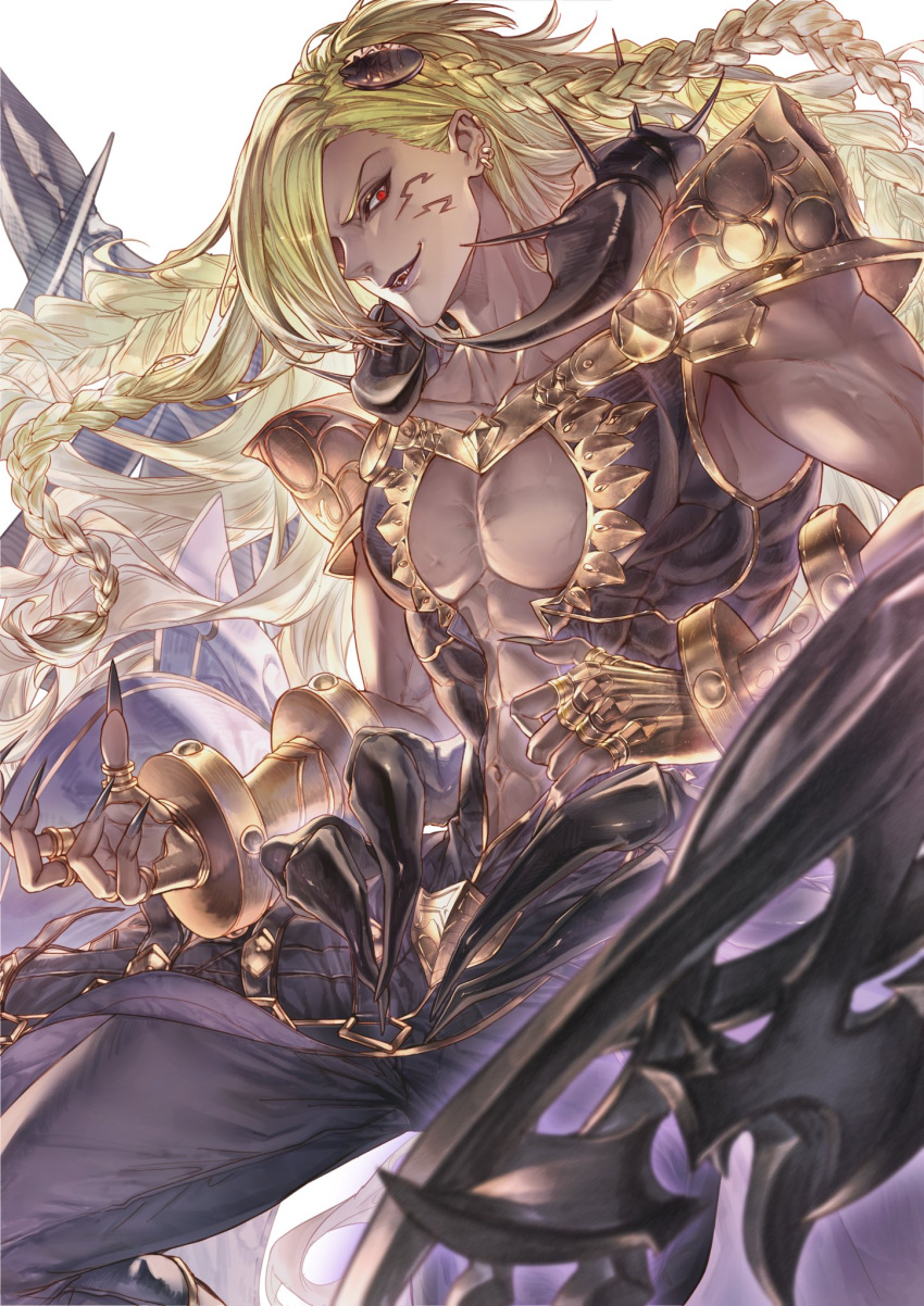 1boy, beelzebub_(granblue_fantasy), blonde_hair, dark-skinned_male, dark_skin, fhjutqbyjggvvro, fingernails, granblue_fantasy