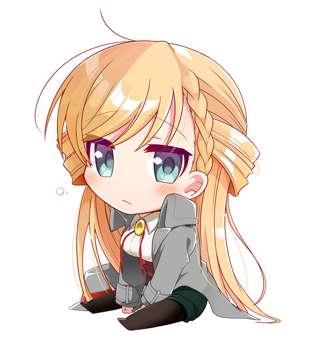 1girl, aqua_eyes, araragi_ayune, blonde_hair, blush, bolo_tie, braid, breasts