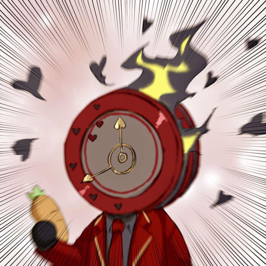 1other, black_gloves, black_shirt, carrot, clock, coat, collared_shirt, dante_(limbus_company)