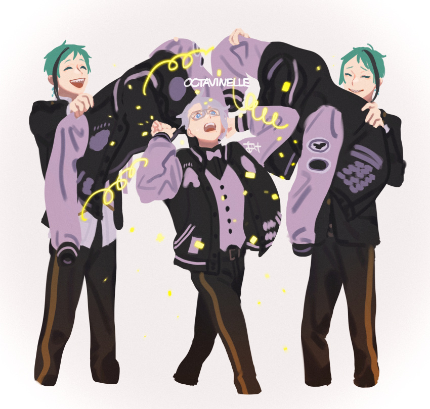 3boys, absurdres, ake_karashi, azul_ashengrotto, birthday, blue_eyes, blue_hair, brothers
