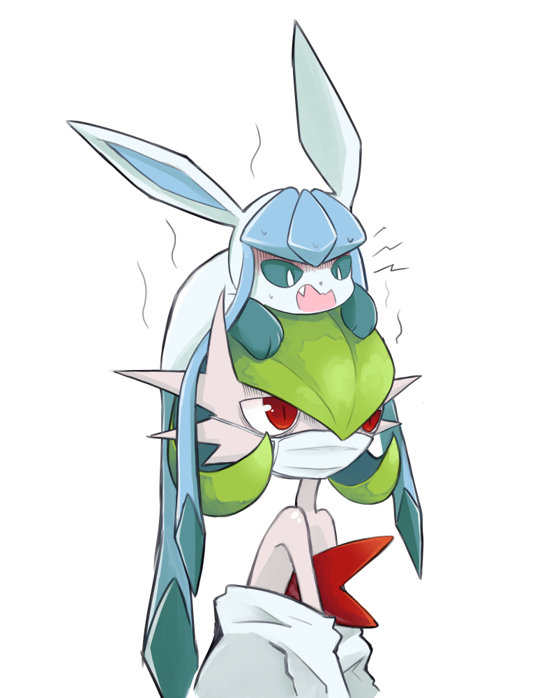 blue_eyes, blue_fur, colored_skin, dmt_(auburn), fang, fever, gardevoir, glaceon