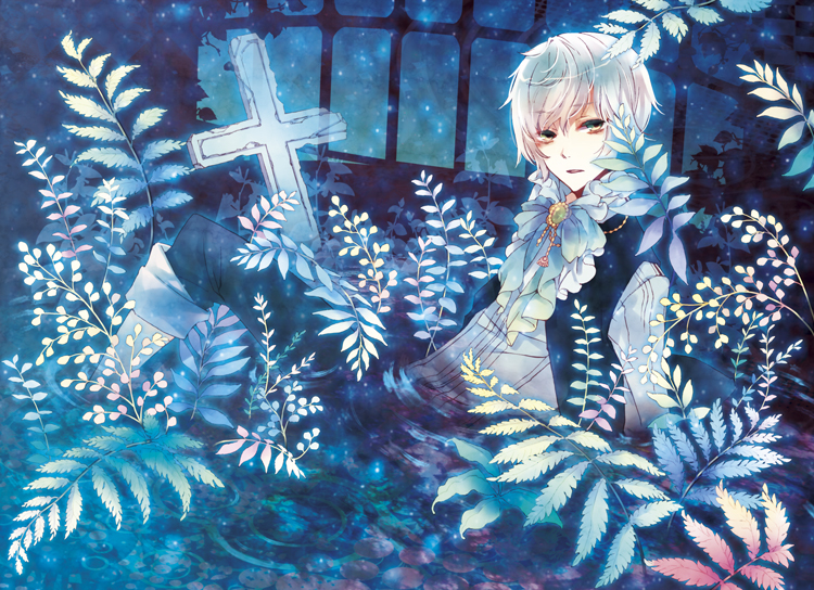 cross, fern, kuroyuki, leaf, male, neckerchief, original, plant