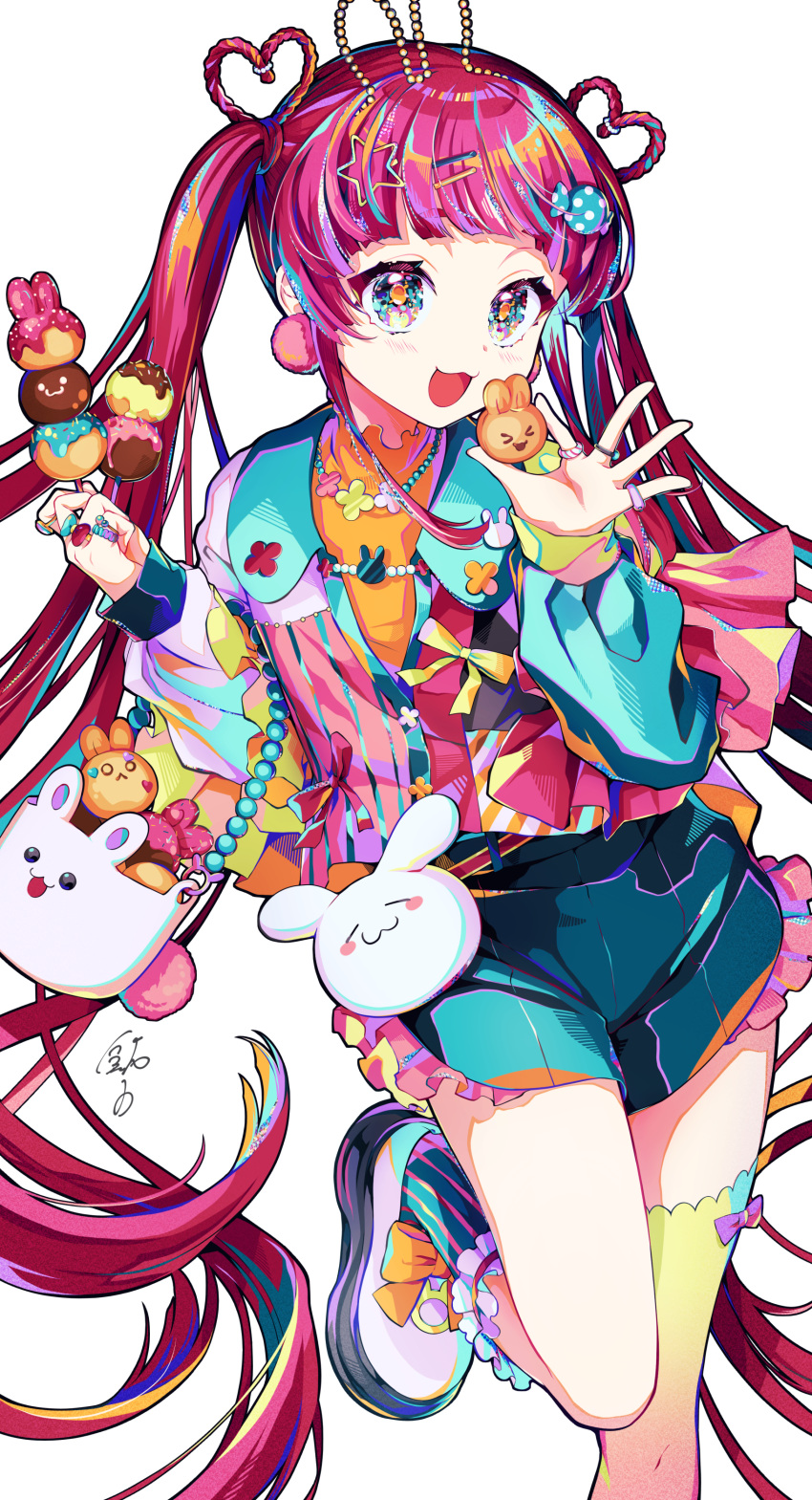 1girl, :d, absurdres, animal_bag, animal_ear_headwear, animal_ears, aqua_eyes, aqua_socks