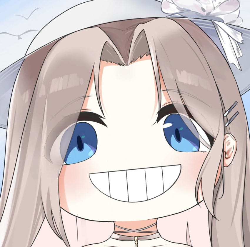 1girl, azur_lane, grin, long_hair, quancy, yorktown_ii_(azur_lane)
