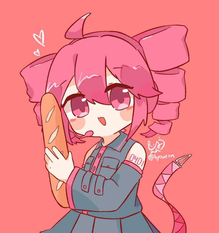 1girl, ahoge, baguette, bread, breast_pocket, buttons, collared_shirt, detached_sleeves