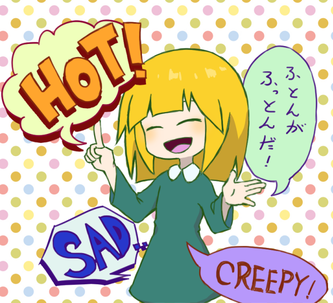 1girl, an_earth, blonde_hair, bob_cut, closed_eyes, dress, green_dress, okajamira