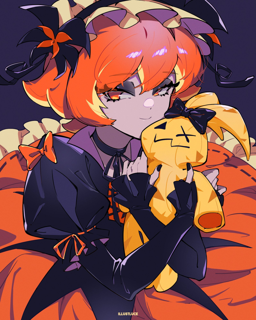 1girl, artist_name, black_choker, black_eyeshadow, black_nails, black_shirt, blonde_hair, bow