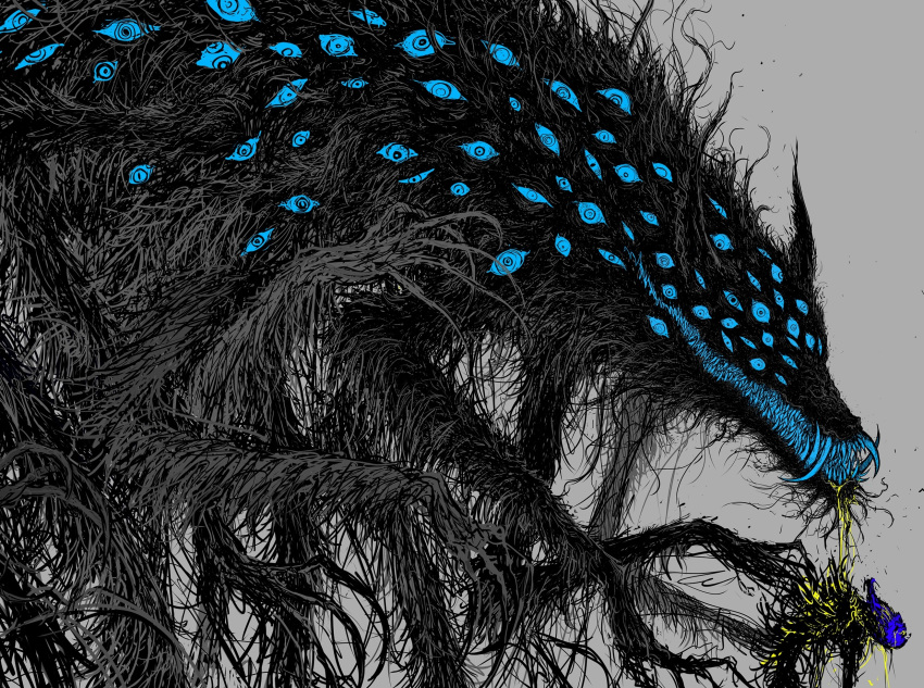 2others, blue_eyes, claws, extra_arms, extra_eyes, extra_legs, fangs, giant