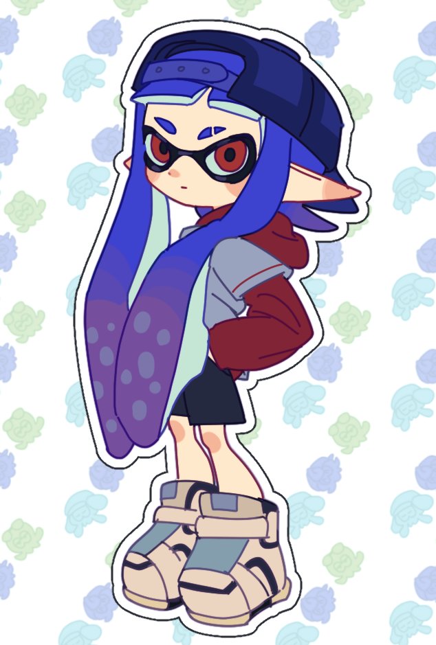 1girl, backwards_hat, baseball_cap, black_shorts, blue_hair, blue_hat, commentary_request, eyebrow_cut