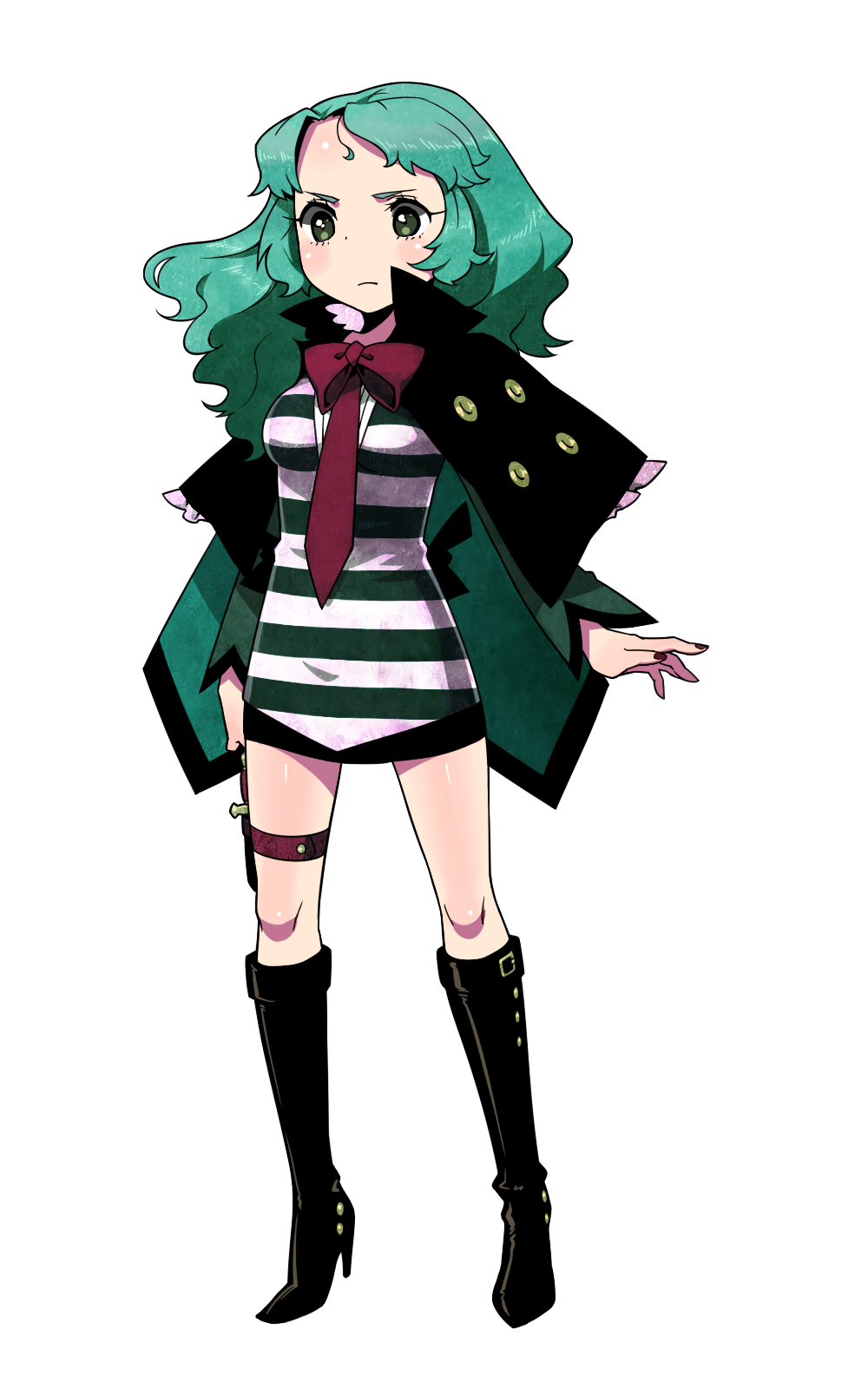 criminal_girls, green_eyes, green_hair, highres, ichihaya, long_hair, long_sleeves, necktie