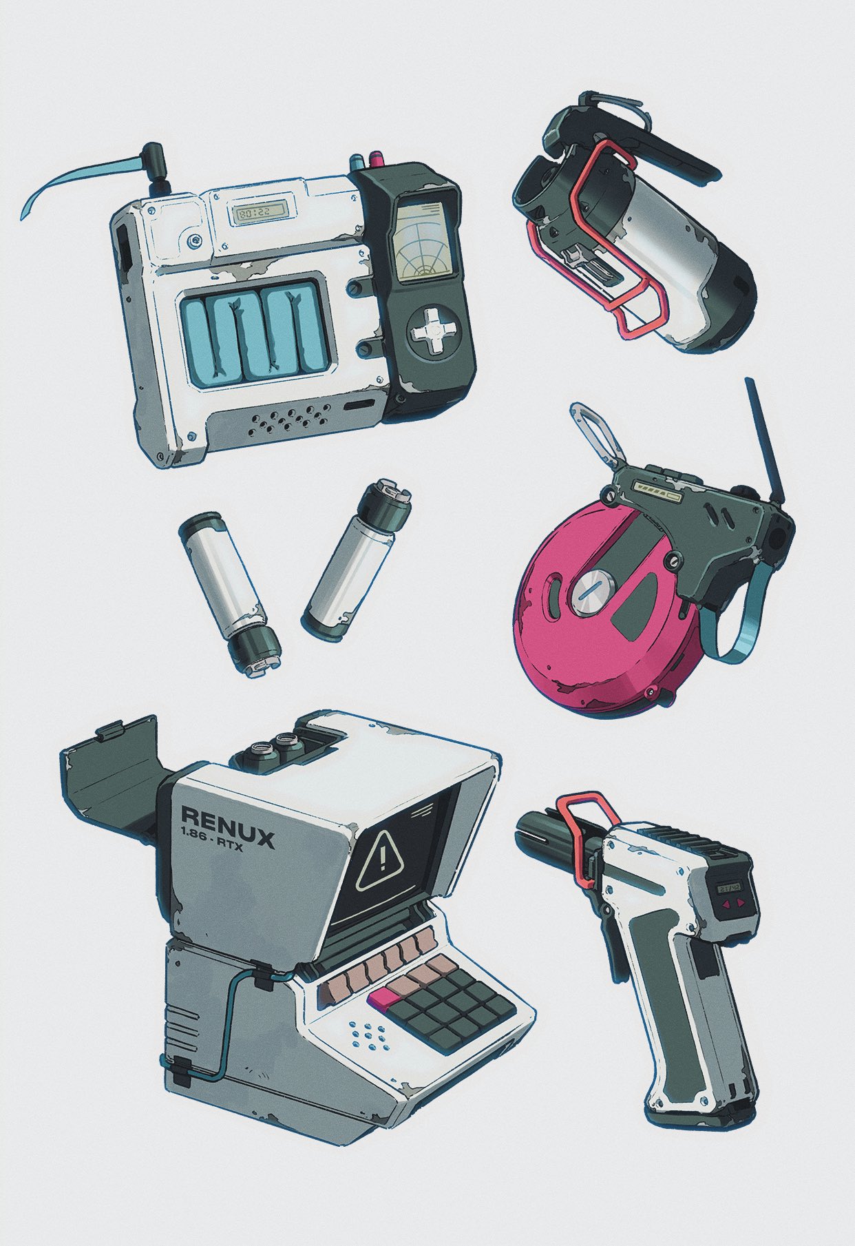 !, batter, battery_indicator, computer, cross, davey_perkins, explosive, first_aid_kit