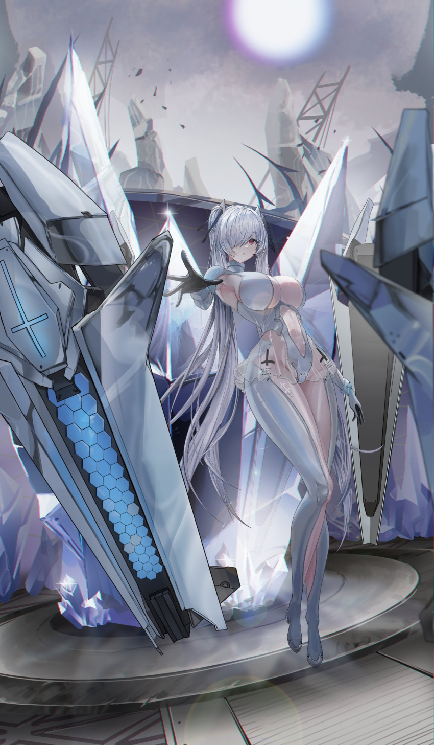 1girl, armpits, bodysuit, breasts, cinderella_(nikke), cleavage_cutout, clothing_cutout, disgustingtokki