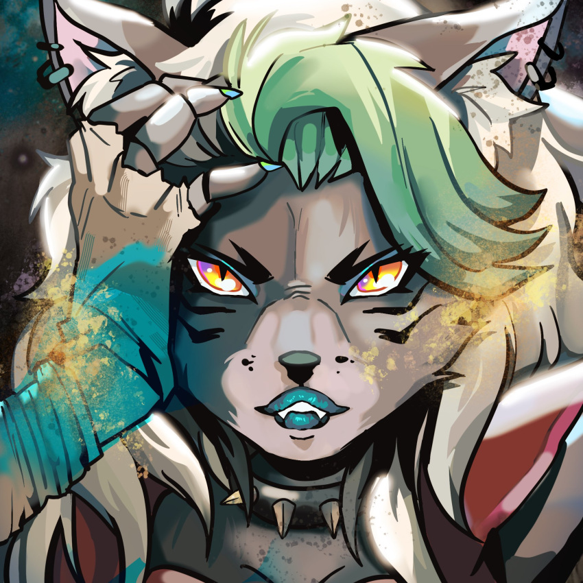 1girl, album_cover, album_cover_redraw, animal_(kesha), animal_ear_fluff, animal_ears, animal_nose, claws