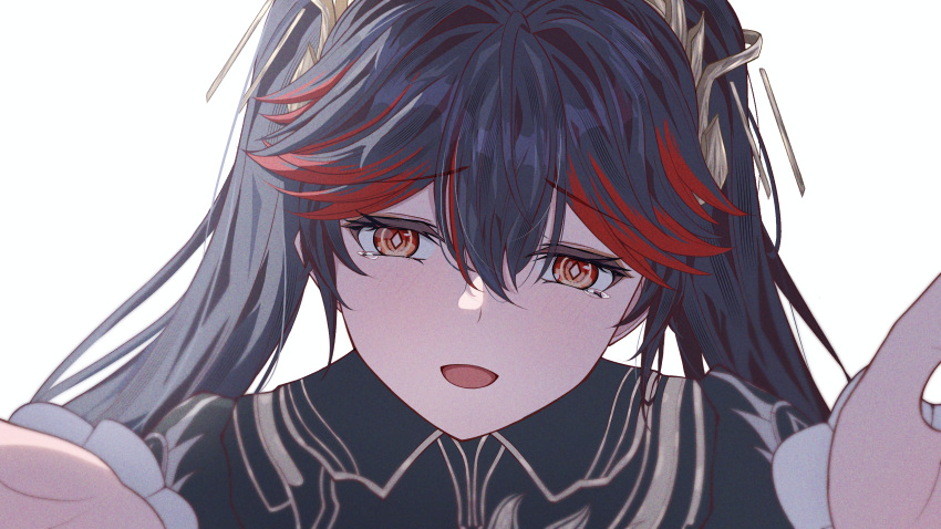 1girl, absurdres, black_hair, black_jacket, hair_between_eyes, hair_ornament, highres, jacket