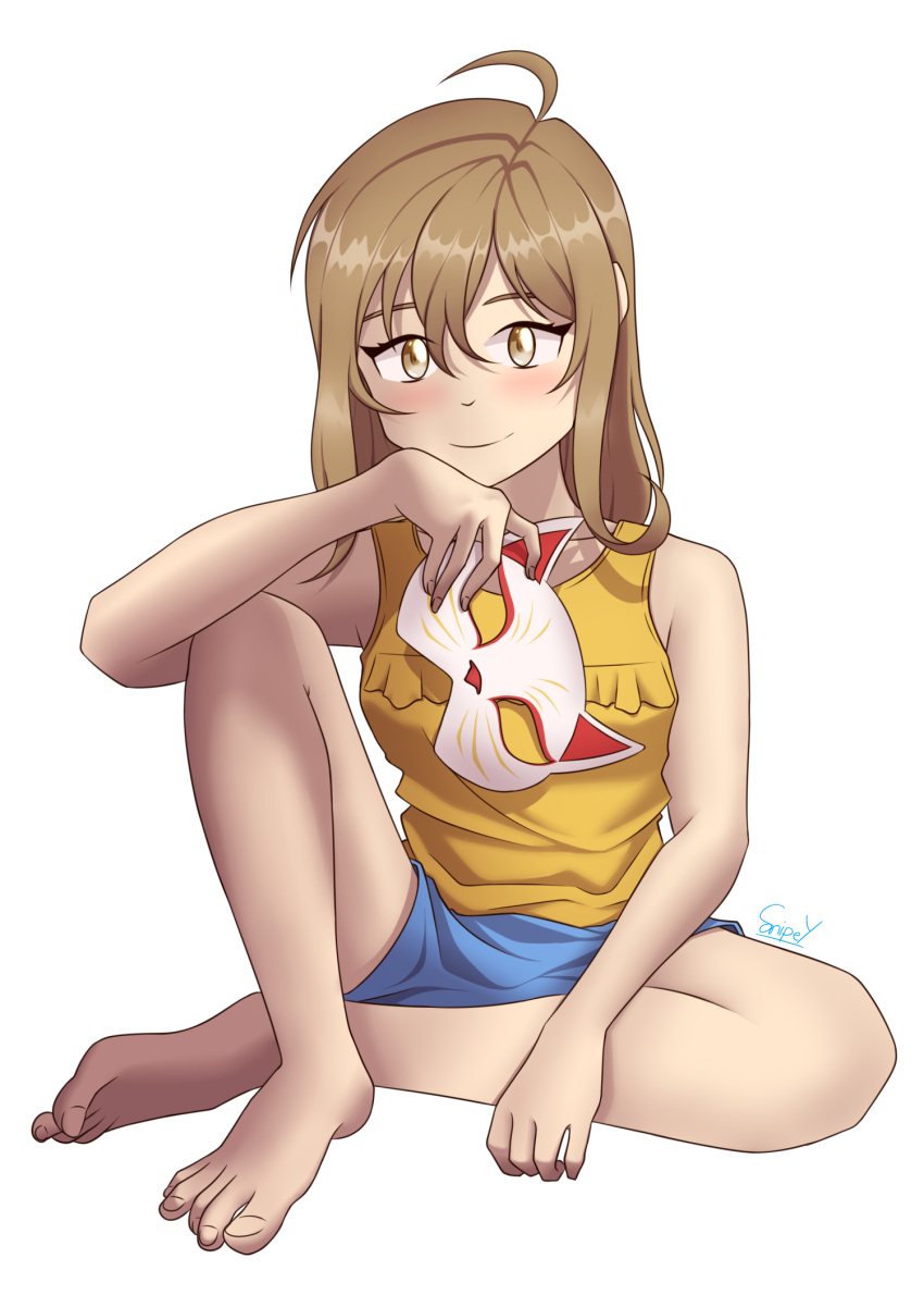 1girl, barefoot, feet, highres, mask, nakitai_watashi_wa_neko_wo_kaburu, sasaki_miyo, toes