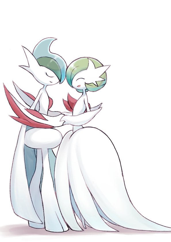arm_blade, bob_cut, cape, closed_eyes, dress, from_side, gallade, gardevoir