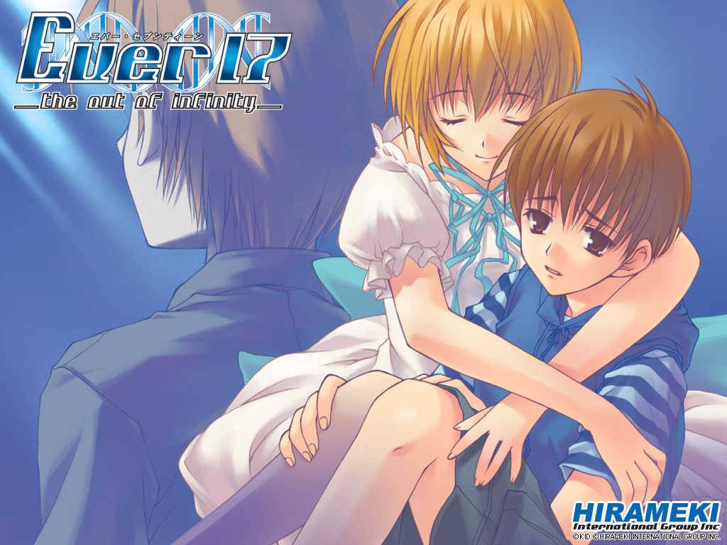 brown_eyes, brown_hair, child, closed_eyes, dress, engrish, ever_17, from_behind