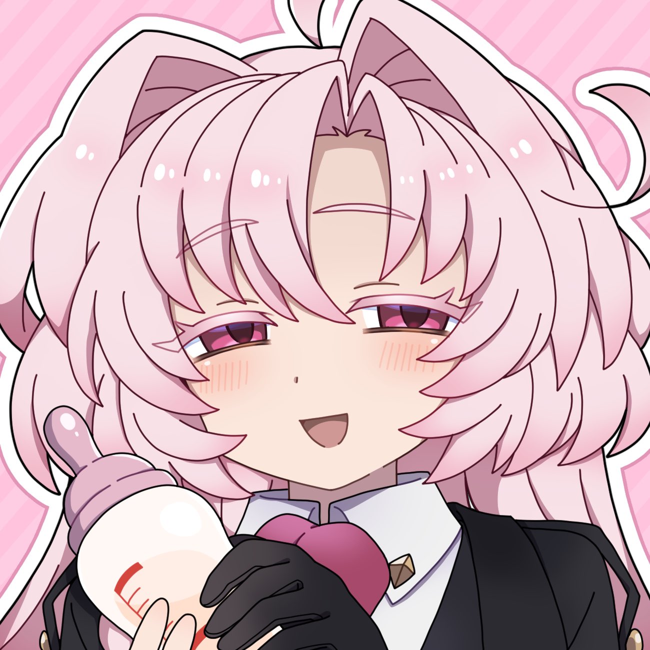 1boy, ahoge, aoyagi_youkou_(yagizirusibnbn), baby_bottle, black_gloves, black_jacket, bottle, call_of_cthulhu