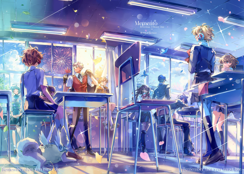 5boys, 5girls, absurdres, aegis_(persona), amada_ken, android, animal, aragaki_shinjirou