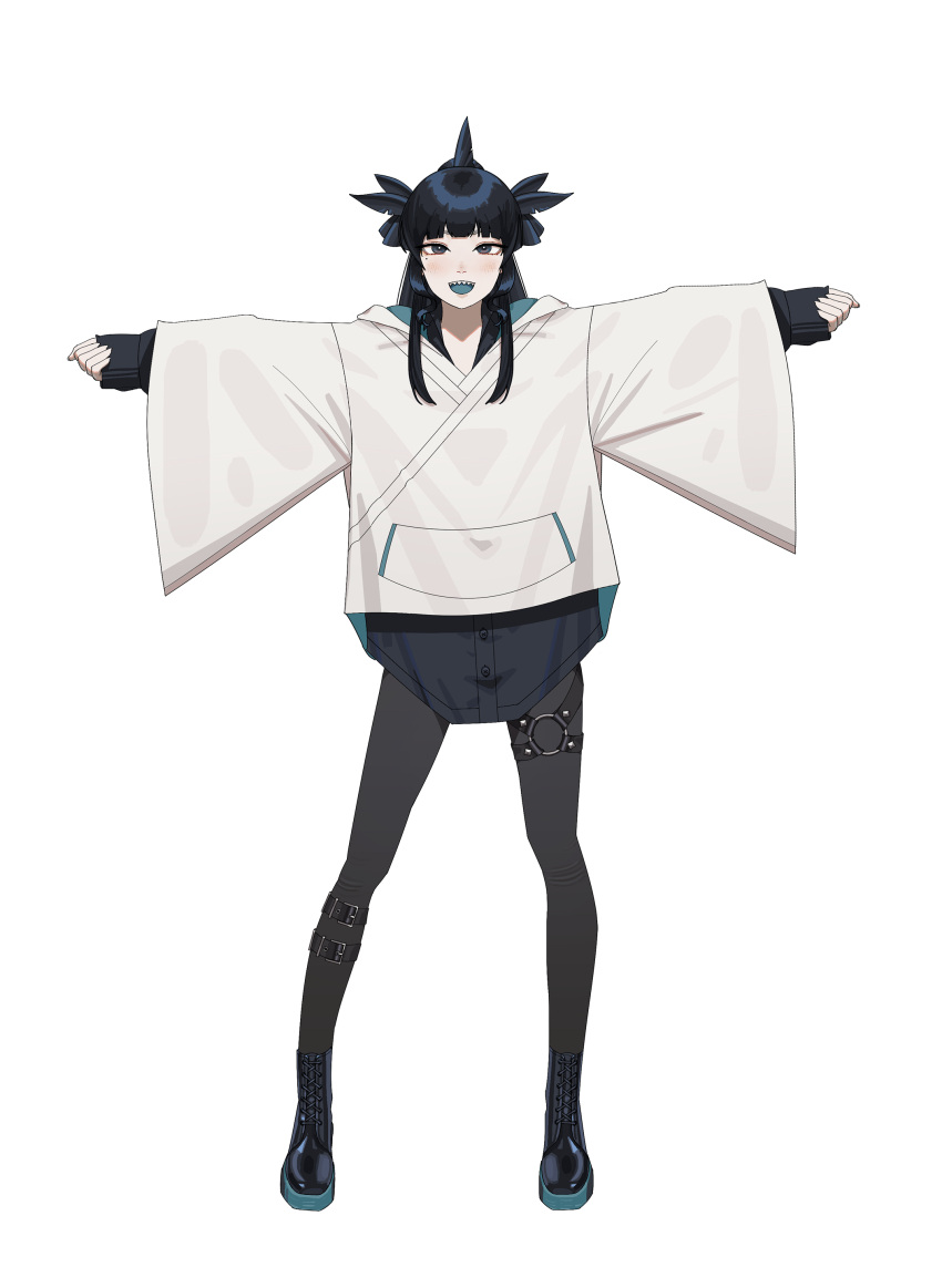 1girl, absurdres, artemis_of_the_blue, atelier_live, black_footwear, black_hair, black_pants, black_skirt