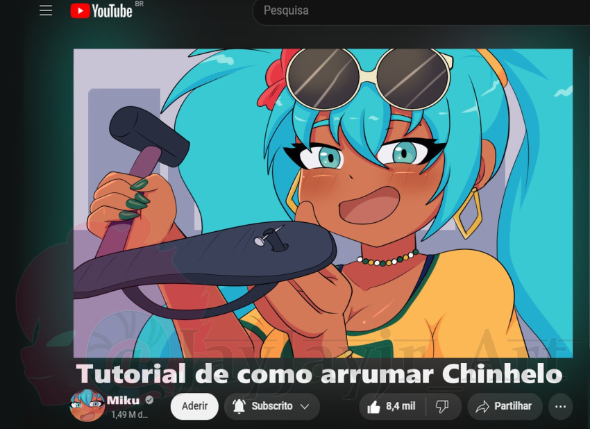 1girl, :d, aqua_eyes, aqua_hair, artist_name, bead_necklace, beads, brazilian_flag