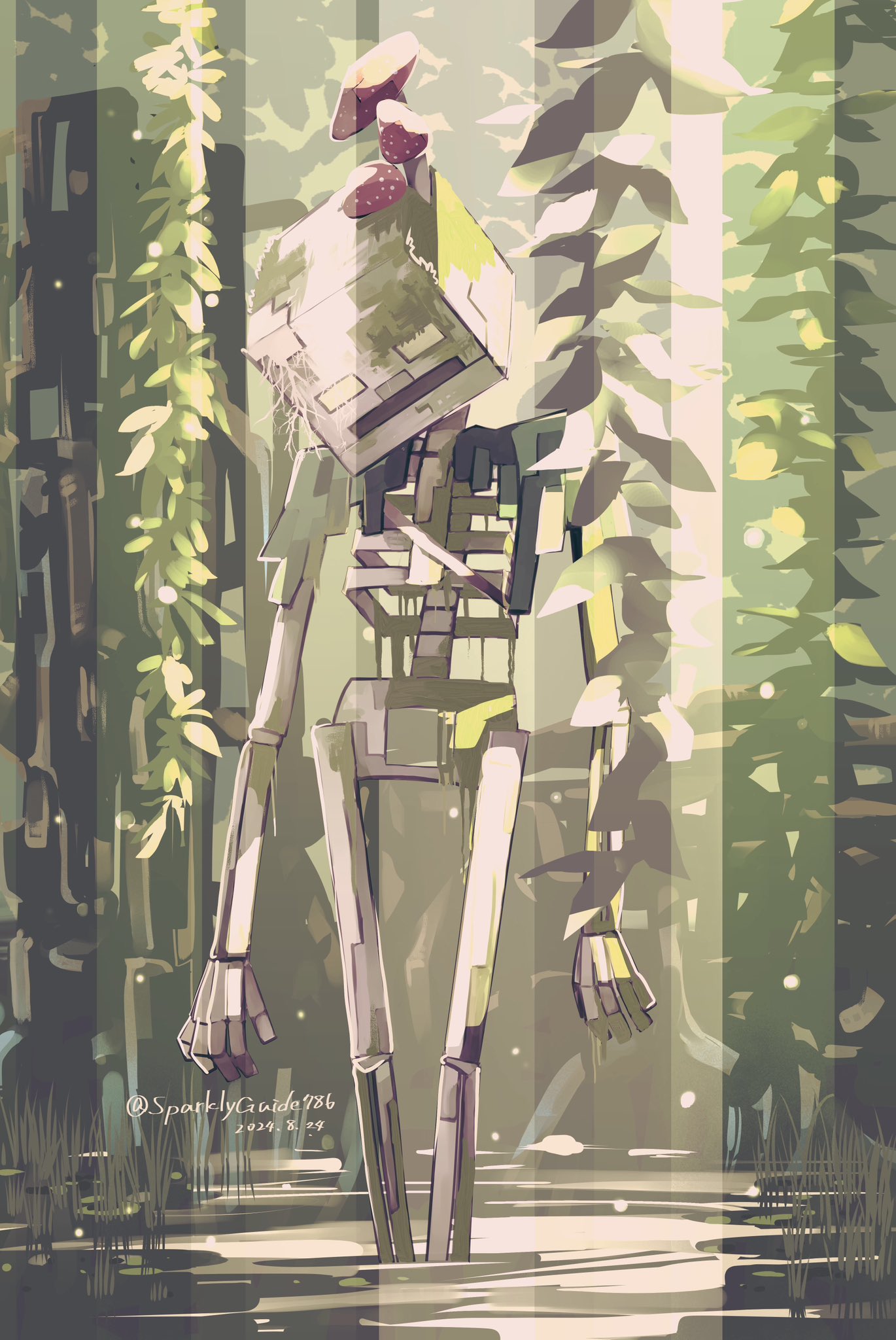 1other, dated, grass, head_tilt, highres, looking_down, minecraft, moss