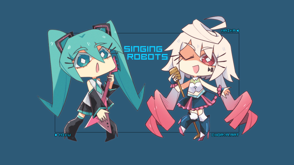 2girls, ahoge, aqua_eyes, aqua_hair, aqua_necktie, aqua_trim, black_footwear, black_skirt