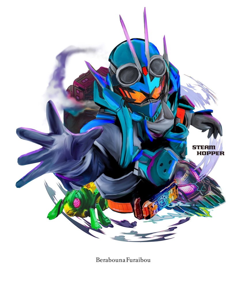 1boy, armor, assault_visor, blue_helmet, helmet, highres, hopper_1, kamen_rider