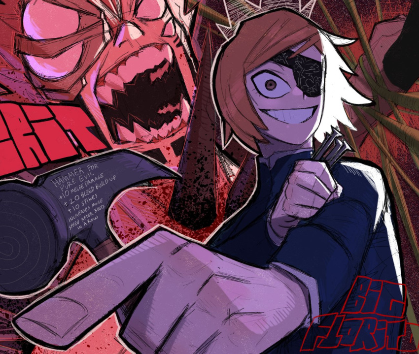 1boy, 1girl, angry, artist_name, bigflorito, black_nails, blank_eyes, blood