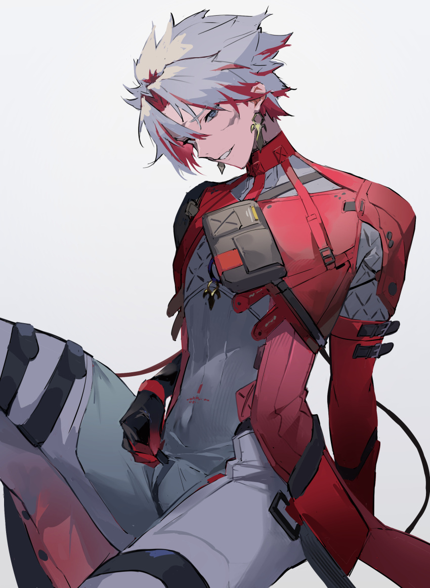 1boy, absurdres, arm_belt, belt, black_belt, chest_harness, commentary, compression_shirt