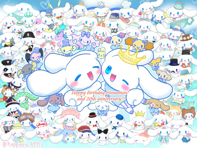 6+boys, alternate_costume, animal_ears, anniversary, azuki_(cinnamoroll), berry_(sanrio), birthday, bow