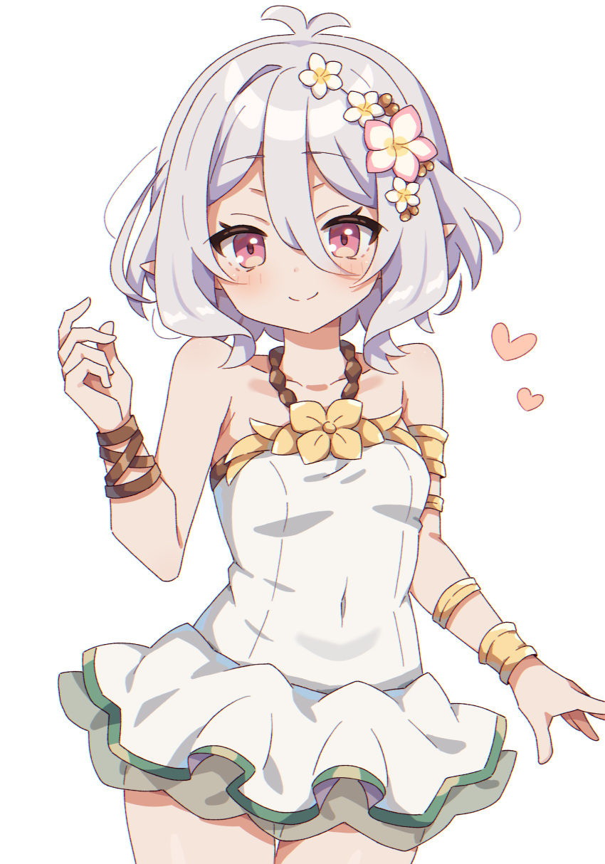 1girl, absurdres, antenna_hair, armlet, bare_shoulders, bracelet, breasts, closed_mouth