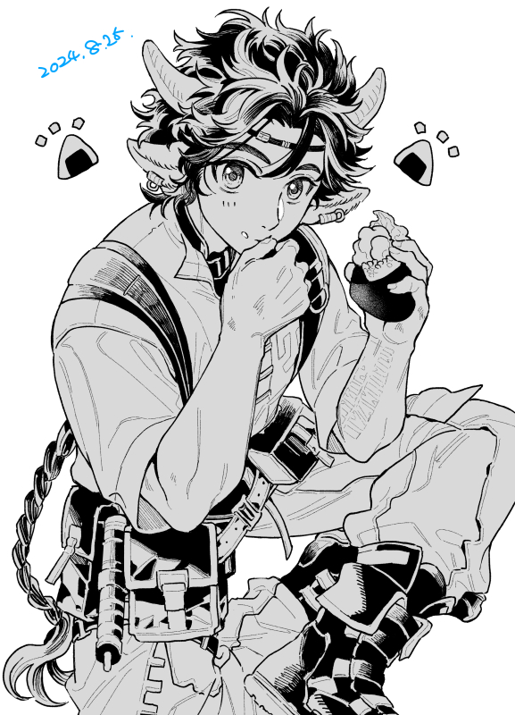 1boy, animal_ears, arknights, bare_arms, black_footwear, boots, braid, curly_hair