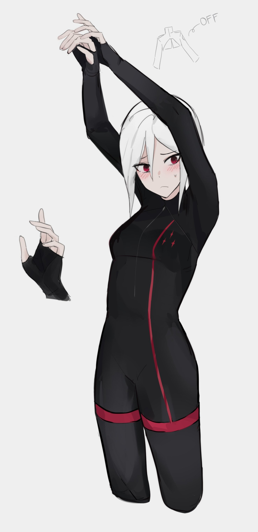 1girl, 1yym, absurdres, ariane_yeong, blush, bodysuit, embarrassed, highres