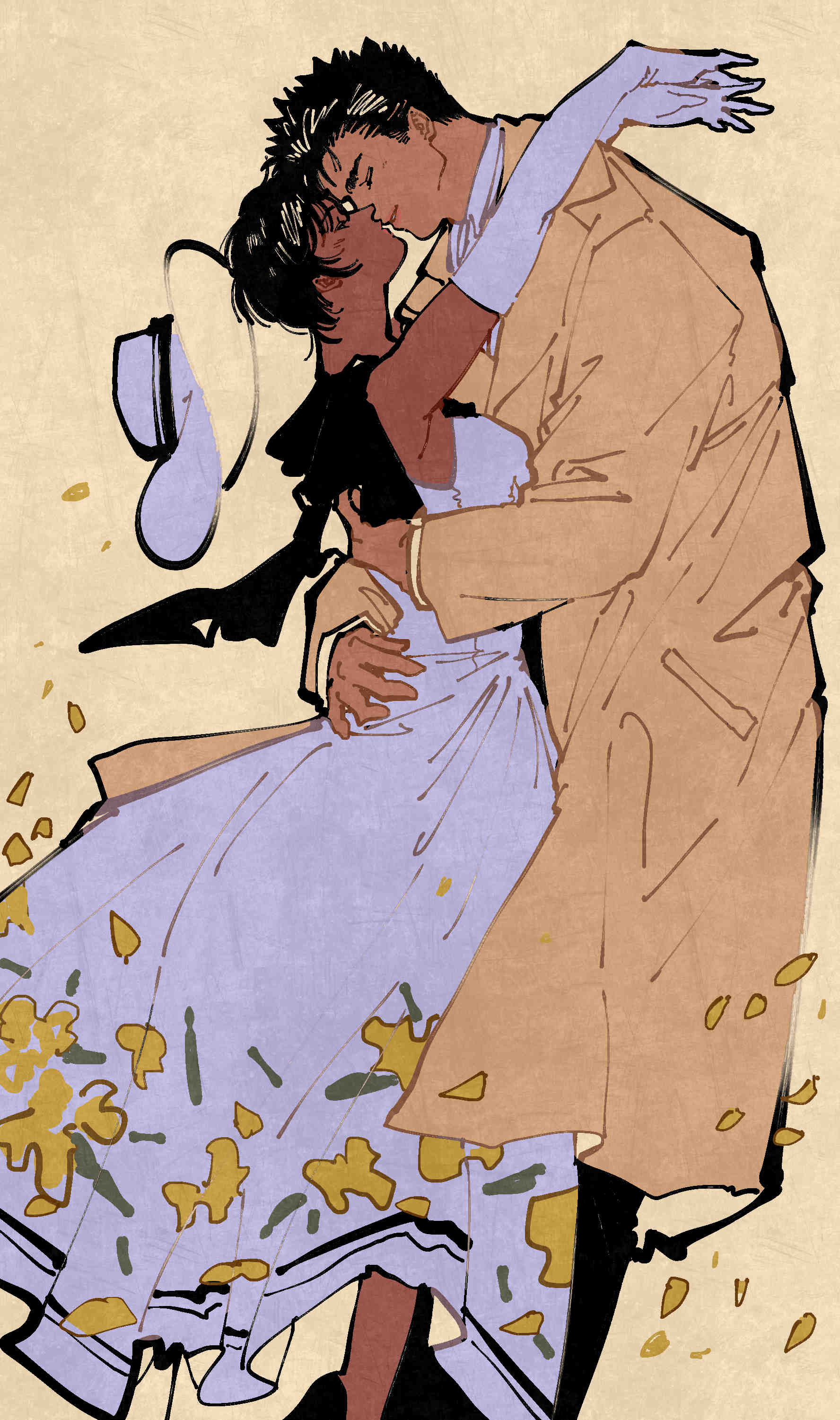 1boy, 1girl, absurdres, berserk, black_hair, casca_(berserk), coat, commentary