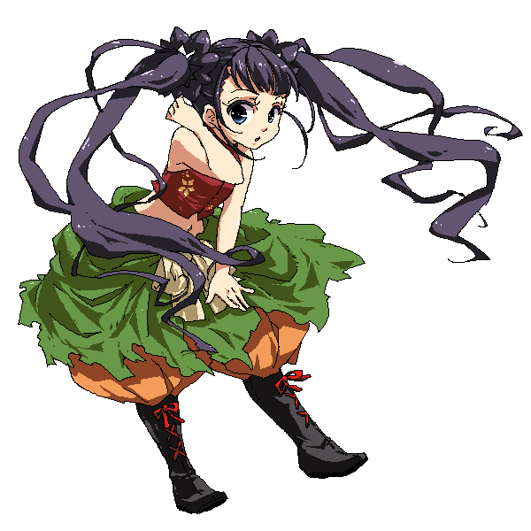 blue_eyes, boots, c_kihara, monk_(sekaiju), sekaiju_no_meikyuu, sekaiju_no_meikyuu_3, solo, twintails