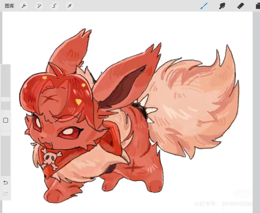 :3, alternate_color, alternate_hair_length, alternate_hairstyle, animalization, art_program_in_frame, bandana, bandana_around_neck