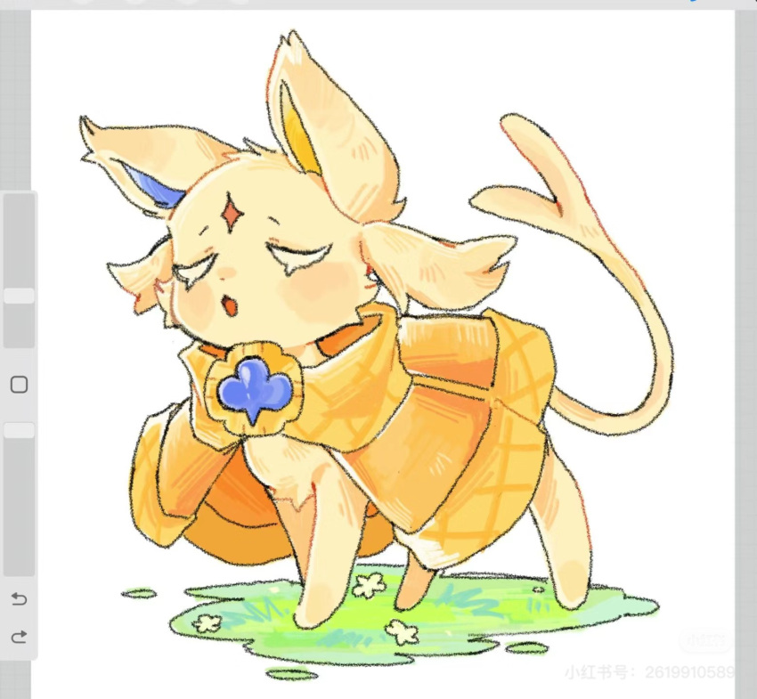 alternate_color, animalization, art_program_in_frame, border, cape, chestnut_mouth, closed_eyes, clothed_pokemon